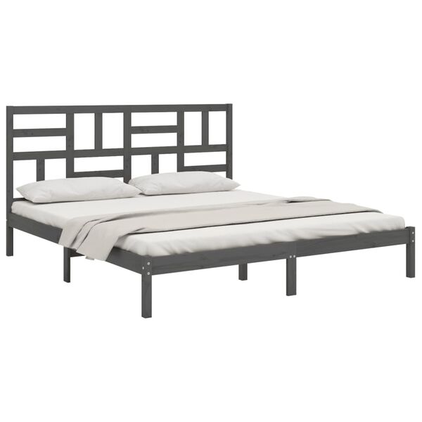 vidaXL Estructura de cama sin colchón madera maciza gris 200x200 cm