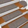 vidaXL Felpudos autoadhesivos para escaleras, 15 unidades, 65x21x4 cm, beige, borde rectangular