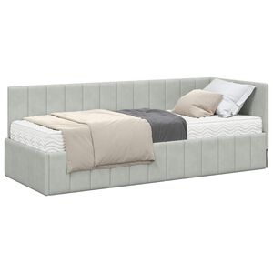 vidaXL Estructura de Cama Esquina con Colch&oacute;n 2 pcs Gris claro