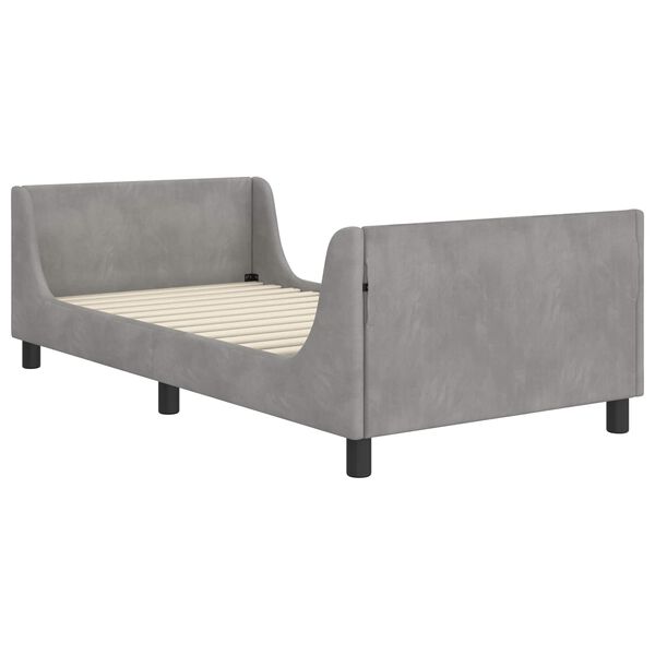 vidaXL Cama para ni&ntilde;os con cabecero Gris Claro 90 x 190 cm Terciopelo