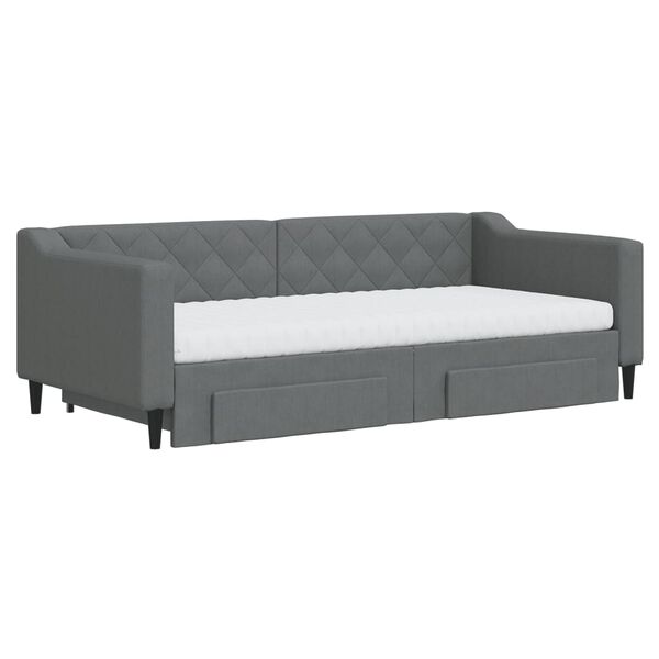 vidaXL Sofá cama nido con cajones tela gris oscuro 90x190 cm