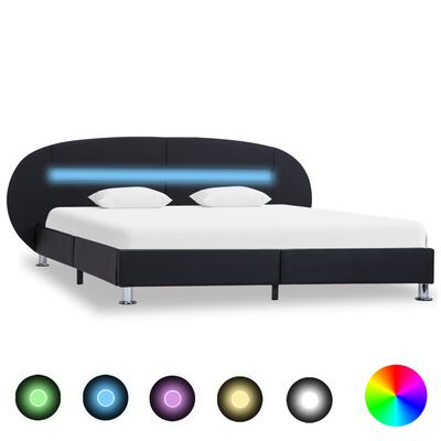 vidaXL Estructura de cama con LED cuero sintético negro 140x200 cm