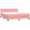 vidaXL Cama box spring colch&oacute;n y LED terciopelo rosa 160x200 cm