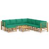 vidaXL Set de muebles de jard&iacute;n 9 piezas bamb&uacute; con cojines verde