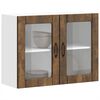 vidaXL Armario de cocina de pared con puerta de cristal "Lucca" de, madera de ingenier&iacute;a de roble ahumado