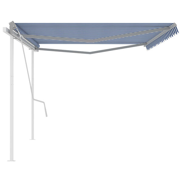 vidaXL Toldo manual retr&aacute;ctil con postes azul y blanco 5x3,5 m