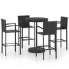 vidaXL Conjunto de bar para jard&iacute;n 5 piezas rat&aacute;n sint&eacute;tico negro