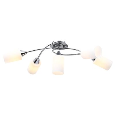 vidaXL Lámpara de techo pantallas cerámica cono blanco 5 bombillas E14