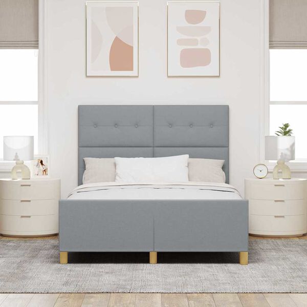 vidaXL Estructura de cama con cabecera Gris claro 140 x 200 cm tela