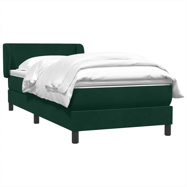 vidaXL Cama box spring con colch&oacute;n terciopelo verde oscuro 90x210 cm