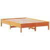 vidaXL Cama con estanter&iacute;a sin colch&oacute;n madera maciza marr&oacute;n 140x190 cm