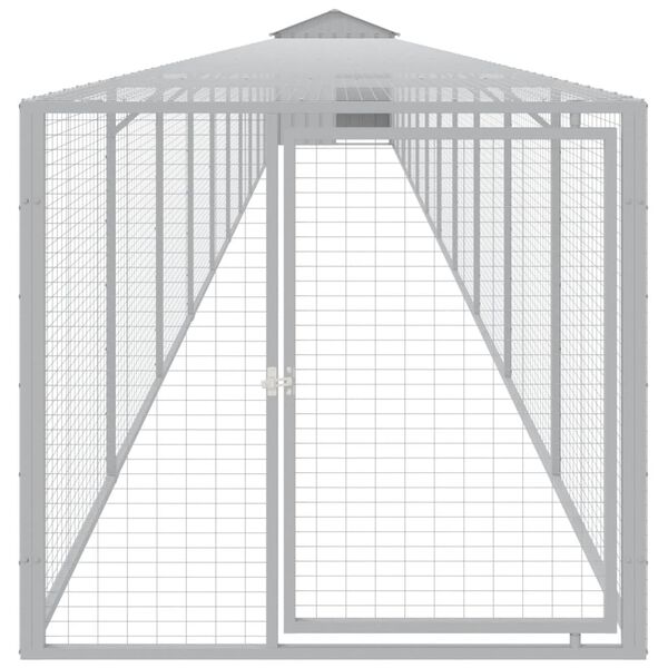 vidaXL Gallinero y corral acero galvanizado gris claro 117x1221x123 cm