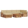 vidaXL Conjunto de sof&aacute;s de exterior con coj&iacute;n 7 pcs Natural y Beige
