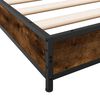 vidaXL Estructura cama madera ingenier&iacute;a metal roble humo 100x200 cm