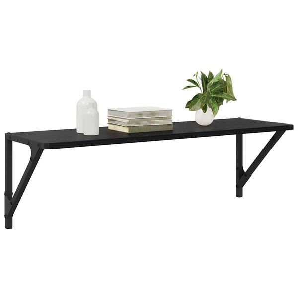 vidaXL Estanter&iacute;as de pared 2 pcs Roble Negro 80 x 25 x 25,5 cm