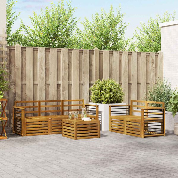 vidaXL Juegos de sof&aacute;s 6 pcs Natural Madera de Acacia S&oacute;lida