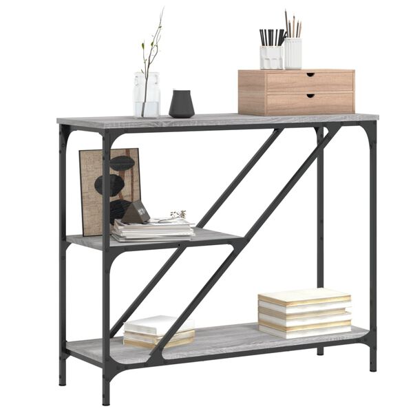 vidaXL Mesa consola madera de ingenier&iacute;a gris Sonoma 88,5x30x75 cm