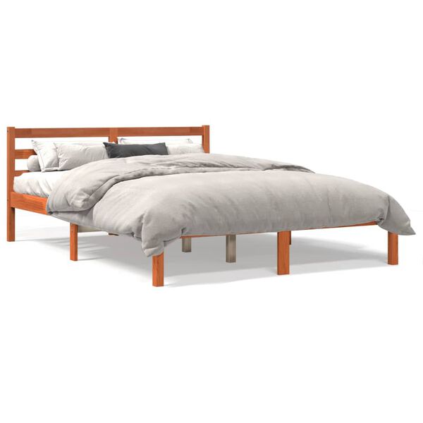 vidaXL Estructura de cama sin colch&oacute;n madera maciza marr&oacute;n 120x190 cm