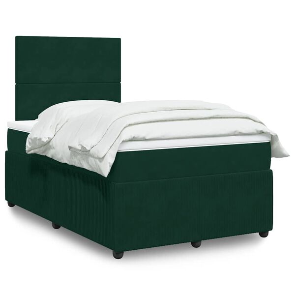 vidaXL Cama box spring con colch&oacute;n terciopelo verde oscuro 120x190 cm