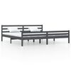 vidaXL Estructura de cama sin colch&oacute;n madera maciza gris 180x200 cm