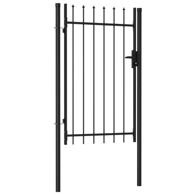 vidaXL Cancela de valla con una puerta y puntas acero negro 1x1,5 m