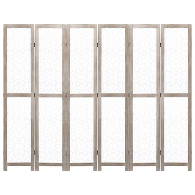 vidaXL Biombo de 6 paneles de madera maciza blanco 210x165 cm