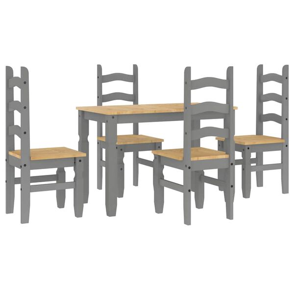 vidaXL Juego de comedor Panama 5 pzas madera maciza de pino gris