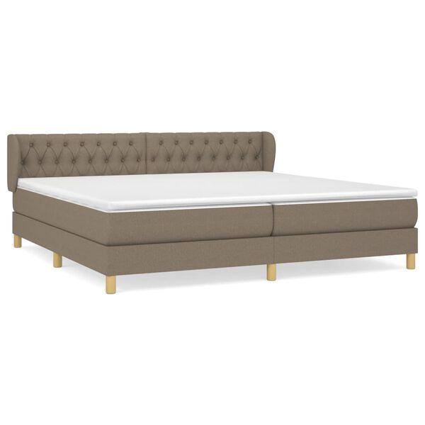 vidaXL Cama box spring con colch&oacute;n tela gris taupe 200x200 cm