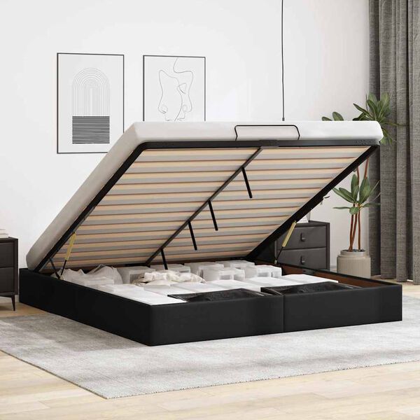 vidaXL Estructura de cama otomana sin colchón negro 200x200 cm