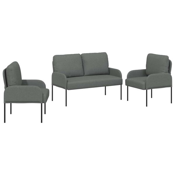 vidaXL Juegos de sof&aacute;s con coj&iacute;n 3 pcs Gris oscuro 115 x 56 x 80 cm