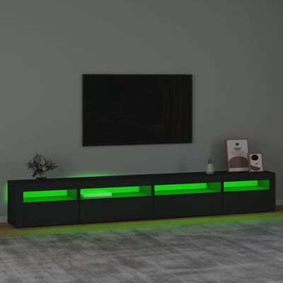 vidaXL Mueble de TV con luces LED Negro 270x35x40 cm