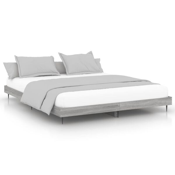 vidaXL Estructura de cama sin colch&oacute;n gris Sonoma 160x200 cm