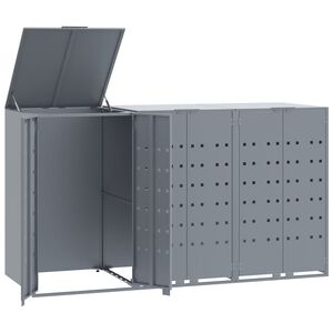 vidaXL Cobertizo de 3 contenedores de basura acero gris 207x79x117 cm