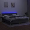 vidaXL Cama box spring con colch&oacute;n y LED tela gris oscuro 160x200 cm