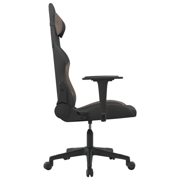 vidaXL Silla gaming tela negro y gris taupe
