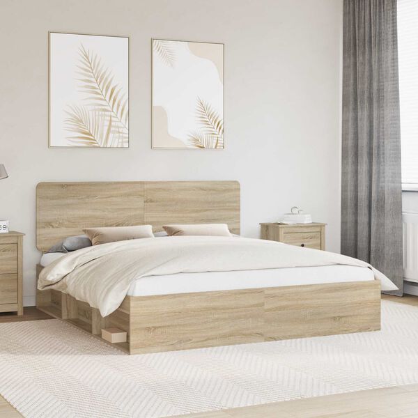 vidaXL Estructura de cama Sonoma 180 x 200 cm Madera de pino macizo