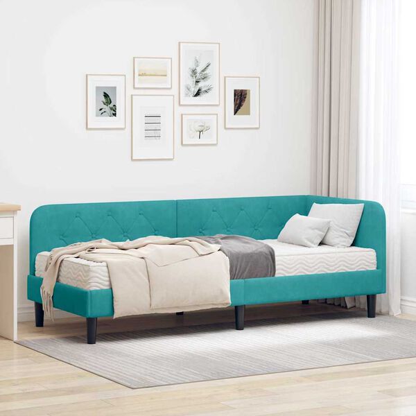 vidaXL Estructura de cama en esquina Tuquesa 80 x 200 cm Terciopelo