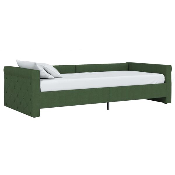 vidaXL Sof&aacute; cama con colch&oacute;n USB de tela verde oscuro 90x200 cm