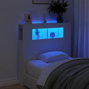 vidaXL Cabecero con LED madera de ingenier&iacute;a blanco 100x18,5x103,5 cm