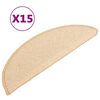 vidaXL Alfombrillas para escaleras 15 unidades 56x17x3 cm Crema Semicircular