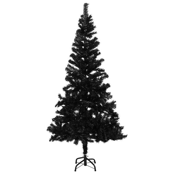 vidaXL &Aacute;rbol de Navidad preiluminado con luces y bolas negro 210 cm