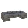 vidaXL Set de sof&aacute;s de jard&iacute;n 6 piezas y cojines rat&aacute;n sint&eacute;tico gris