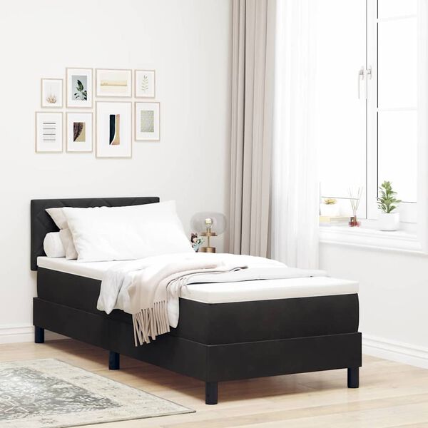 vidaXL Cama tipo Box Spring con colch&oacute;n Negro 80 x 200 cm Terciopelo