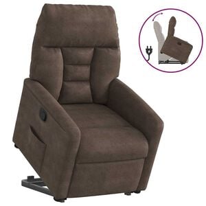 vidaXL Sill&oacute;n reclinable elevable tela de microfibra marr&oacute;n