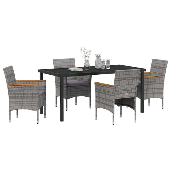 vidaXL Conjunto de Comedor de Jard&iacute;n 5 pcs Gris rat&aacute;n sint&eacute;tico