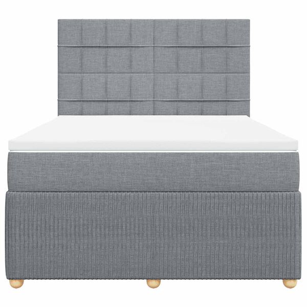 vidaXL Cama box spring con colch&oacute;n tela gris claro 140x190 cm
