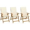 vidaXL Sillas plegables 3 uds y cojines madera maciza acacia