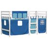 vidaXL Cama alta para ni&ntilde;os con cortinas madera pino azul 90x190 cm