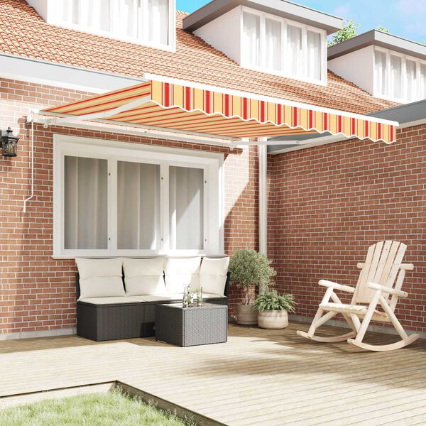 vidaXL Toldo Retráctil Amarillo y Naranja 350 x 250 cm Tela y acero