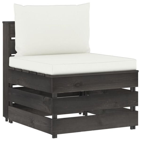 vidaXL Sof&aacute; de palets 3 plazas cojines gris madera de pino impregnada